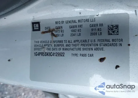 2012 Buick Verano Convenience Group from USA, damaged, VIN 1G4PR5SK8C4129922